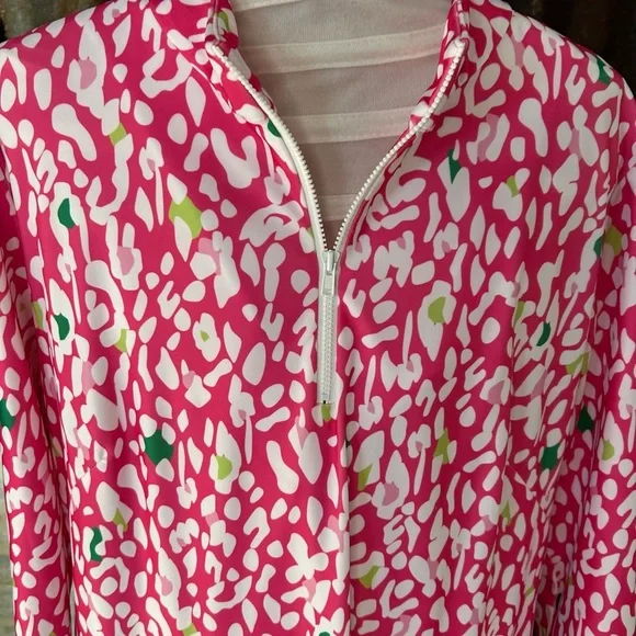 NWOT-Katherine Way Pink print Zip Front Dress Made in the USA. - Picture 3 of 5